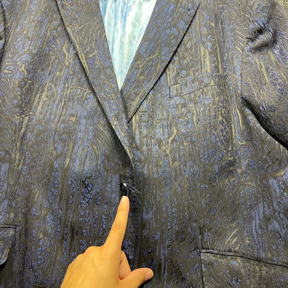 Robert Graham Mens Blue Black Jacquard Sport Coat Blazer US 50 EU 60 1JD5U0 - Picture 10 of 13